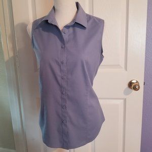 Blue collared button down blouse